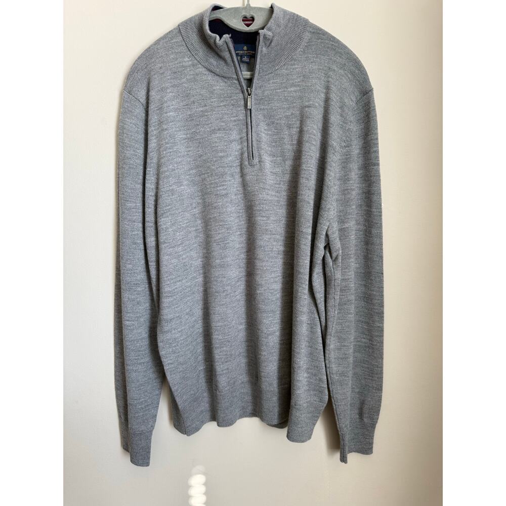 Brooks Brothers Extra Fine Merino Quarter Zip Gray Mens Size Large Quiet Luxury